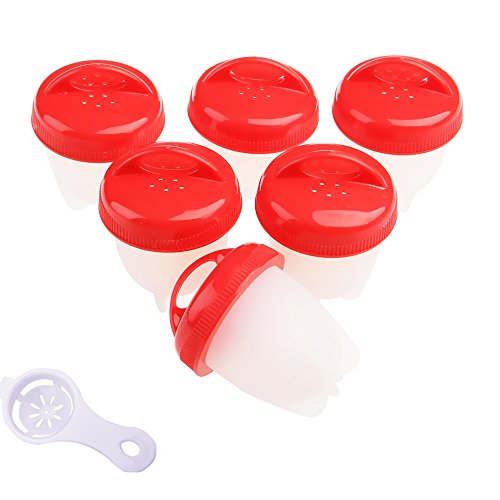 AUSHEN Egg Cooker [2018 UPGRADED] Non Stick Silicone Egg Cooker Set FDA BPA Free 6 Pack with Egg Separator (Egg Cooker)