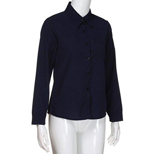 image for Leedford Women Casual Blouses,Women's Loose Solid Long Sleeve T Shirt 