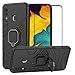 BestAlice for Samsung Galaxy A30 / A20 Case, Hybrid Heavy Duty Protection Shockproof Defender Kickstand Armor Case Cover Tempered Glass Screen Protector，Black