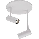 Kuzco Lighting Downey 1" 2-Head Semi-Flush Mount Light | White Finish | Integrated LED Spotlight | Modern Contemporary Integr
