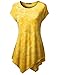 TWINTH Printed Tunic Plus Size Tie Dye Short Sleeve Handkerchief Hem Loose Fit Top Yellow 5XL