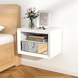 blingworld Floating Nightstand with Drawer, White