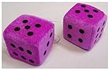 1 Pair Large Purple 3 Inch Plush Fuzzy Soft Dice - Great for Hanging on Rearview Car Mirror