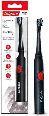Colgate ProClinical 150 Charcoal Sonic Battery Powered Electric Toothbrush (with Replaceable Brush Head Included)