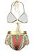 Sundray Women's African Tribal Metallic Cutout High Waist Bikini Sets Swimsuit Red XXL