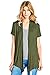 12 Ami Basic Solid Short Sleeve Open Front Cardigan Olive Extra Large