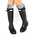 TPLB Thermal Fleece Welly Socks for Hunter Tall Rain Boots, Warm Winter Boots Liner with Fuzzy Cuff,Best Leg Warmers for Winter (M, Gray)