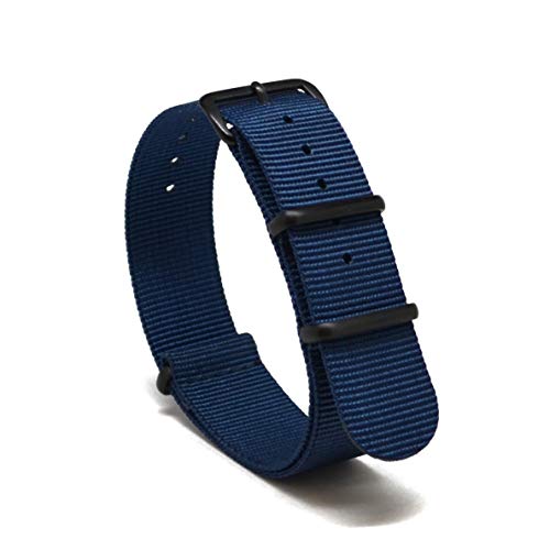 Nato Skull 20mm NATO Watch Band Strap with PVD Buckles in Navy Blue