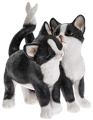 Black and White Twin Kittens Figurine With Intertwining Tails, Cat Studies By The Leonardo Collection, 8x7cm Approx