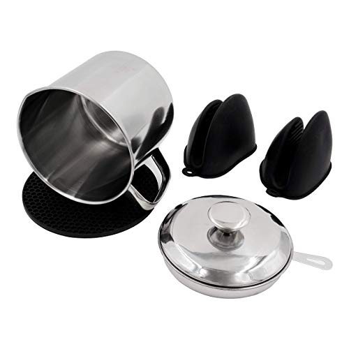 Bacon Grease Container with Strainer I Bacon Bin Silicone grease