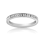 Plazar Women's Round with Clear Crystal Around the Ring US8