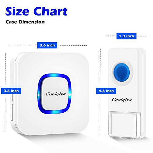 Coolqiya Doorbell, Wireless Doorbell Chimes Waterproof Remote Door Bell Button Ring for Home, No Battery Required for Receiver 52 Ringtones, 1 Transmitter + 2 Receivers - Thumbnail 6