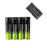 Gloous 4Pcs 18650 5800mAh Li-ion Rechargeable Battery, 3.7V Li-ion Batteries with Charger,Widely Used for Flashlight Headlamp