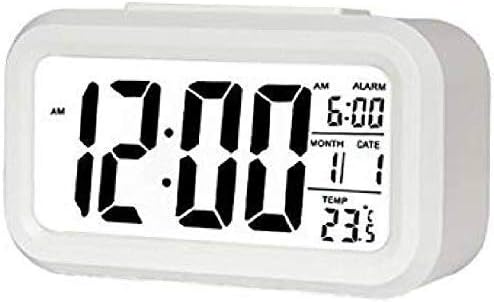 QERINKLE Plastic Smart Backlight Digital Alarm Clock (White, 3.1 Inch X 3.9 Inch X 7.8 Inch)