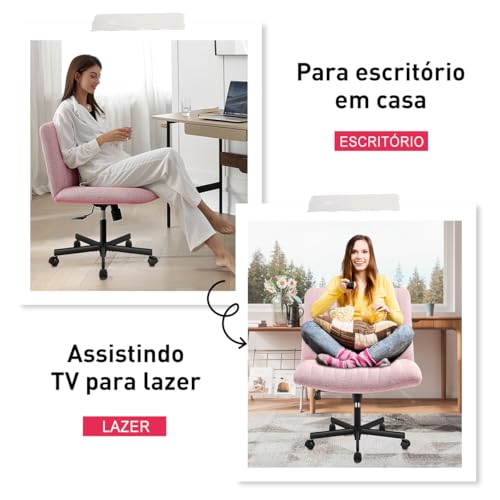 Cadeira de Escritório Python Fly Leisure, Assento Extra Grande e Largo em Tecido (Rosa)