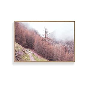 Framed Canvas Wall Art for Living Room, Bedroom Pink Beautiful Froest Canvas Prints for Home Decoration Ready to Hanging - 16x24 inches