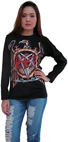 Rerock4ever Women's Slayer Classic Eagle Logo Long Sleeve T-Shirt Black