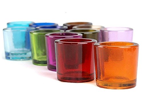 Bluecorn Beeswax Heavy Glass Votive and Tea Light Candle Holders (12, Assorted)