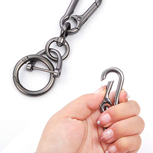 Keychain for Car Keys - Detachable Key Chain with Horseshoe Shape D-Ring and Quick Release Spring Key Rings, Metal Carabiner Clips, Simple Car Accessories Keychains for Men and Women(2Pack/Gun)