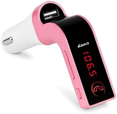 Bluetooth FM Transmitter,HSEE Wireless In-Car FM Adapter Car Kit with USB Car Charging for iPhone, Samsung, LG, HTC, Motorola, Sony and Other Android Smartphone (Pink)