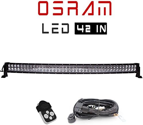 AUSI 40 42 Inch Curved LED Light Bar 240W Remote Contorl Wiring Harness Kit Fit Wildcat 1000 4X 2012-Up Can Am Maverick Commander 800 1000 Yamaha YXZ 1000R Toyota Tacoma 4WD/2WD Dodge RAM 2500 3500