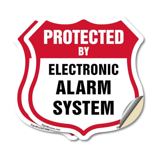 Security Alarm Shield Sign Protected By Electronic Alarm System (2 Pack) 12 inc…