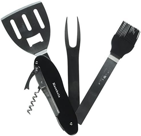 5-in-1 BBQ Grilling Multi Tool Stainless Steel Barbecue Grill Accessories Foldable and Detachable Tool Set Kit with Case Dishwasher Safe Best for Outdoor Grilling and Tailgating