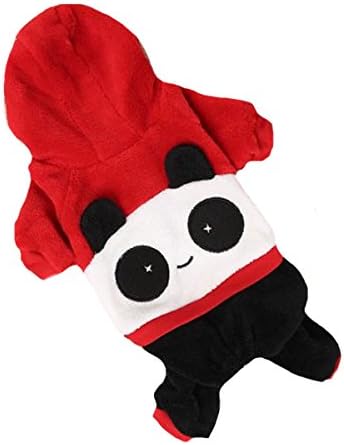 Gracefur Comfortable Pet Clothes coral fleece Resilient Costume panda Hoodies for Small Dog XS red