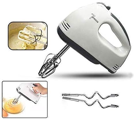 Torie Hand Mixer Blender Easy Mix-200W with 7 Speed Control and Detachable Stainless-Steel Finish Beater and Whisker with in-Built Eject Knob and Slim Grip for Cakes (Multicolour)