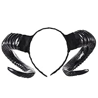 Xiaolanwelc Costumes Gothic Sheep Horn Punk Headband Forest Animal Photography Cosplay Photo Props Steampunk Hair Accessory Handmade (black)