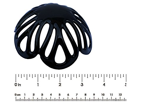 Parcelona French Radial Black Hair Slide Pin Thru Ponytail Holder Hair Updo Bun Cover Cap with Stick - 3.5 Inches Diameter