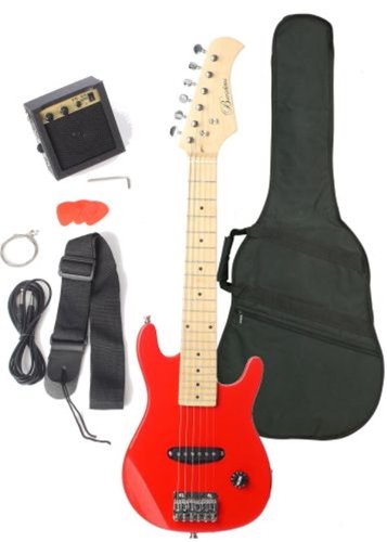Barcelona Kid Series Electric Guitar with 5-Watt Amp, Gig Bag, Strap, Cable, Strings, Picks, and Wrench - Metallic Red