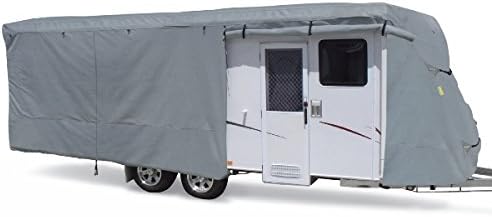 Summates Travel Trailer Cover RV Cover,color gray, 4 layer polypropylene fabric for whole cover, fits most sizes (Fits 14-16ft Travel Trailer, Gray)