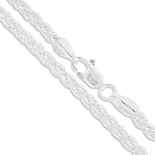 Sterling Silver Wheat Chain 1.5mm 1.9mm 2.6mm 3.4mm 4.4mm 5.1mm 6mm 8mm Solid 925 Italy New Foxtail Spiga Necklace