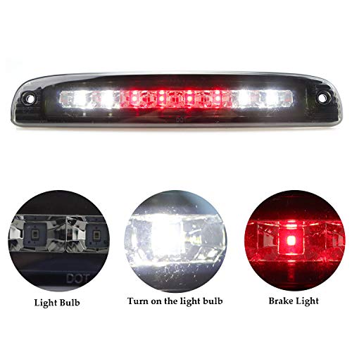 for 1997-2010 Dodge Dakota LED Bar 3rd Third Tail Brake Light Rear Cargo Lamp High Mount Stop light (Chrome Housing Smoke Lens)