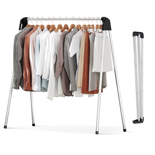 APEXCHASER Clothes Drying Rack Foldable, Stainless Steel Laundry Drying Rack Collapsible, Clothes Hanger for Sweater Baby Clothes Towel for Indoor & Outdoor, Portable Clothes Airer for Travel, 55'' by APEXCHASER - Used condition - US$27.95