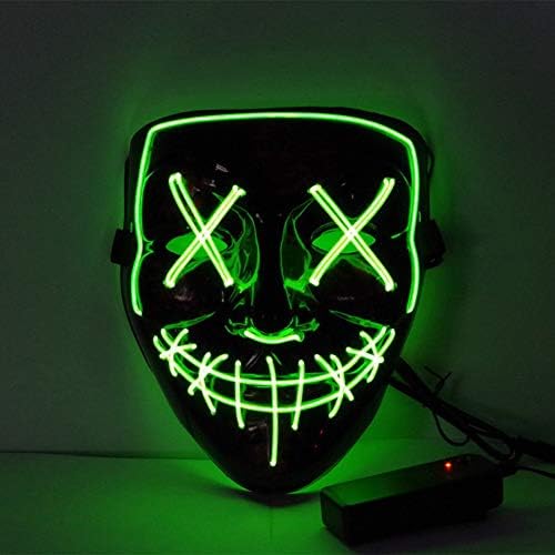 Artbro Purge Mask Halloween LED, Wired Halloween Scary Cosplay Light up Mask for Festival Party Costumes Fluorescent Green