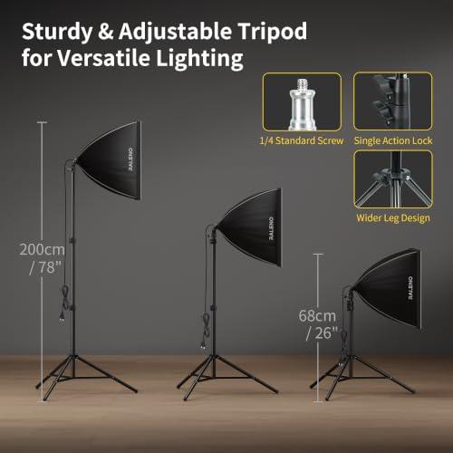 RALENO Softbox Lighting Kit, 2×50×50cm Photography Studio Lighting with 50W 5500K LED Bulbs, 97 CRI Light Box Lighting for Video Recording, Studio, Portraits and Product Shooting Youtube