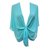 eXcaped Women's Evening Shawl Wrap Sheer Chiffon Open Front Cape with Silver Scarf Ring