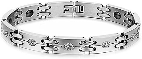Titanium Steel Cubic Zirconia Magnetic Therapy Link Bracelet European Style