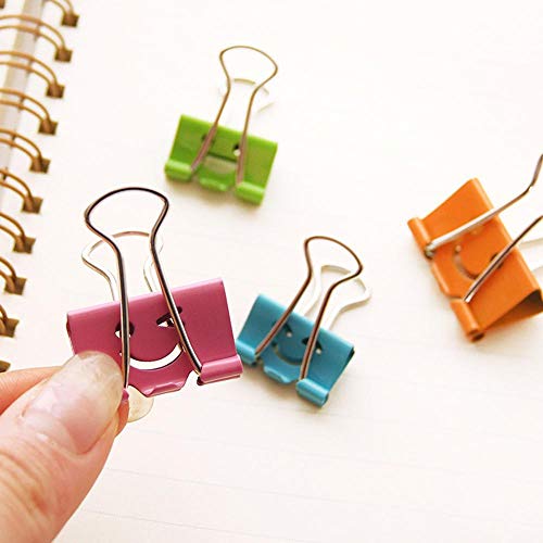 Transer 10 Pcs Cute Smile Metal Binder Clip Album Bills Paper Files Clips Stationary Office (Random Color, 10) - Thumbnail 3