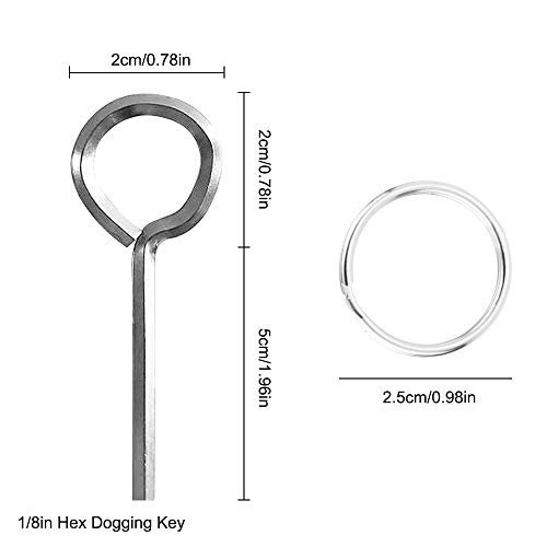12 Pack 1/8"Standard Hex Dogging Key with Full Loop,Sonku Wrench Door Key for Push Bar Panic Exit Lock Devices,Solid Metal Keys Kit with 12 Pack Key Rings - Thumbnail 4