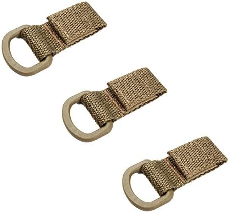 EKLORN 3pcs Tactical T-Ring Strap Adapter with D-Buckle for Molle PALS Webbing (Khaki)