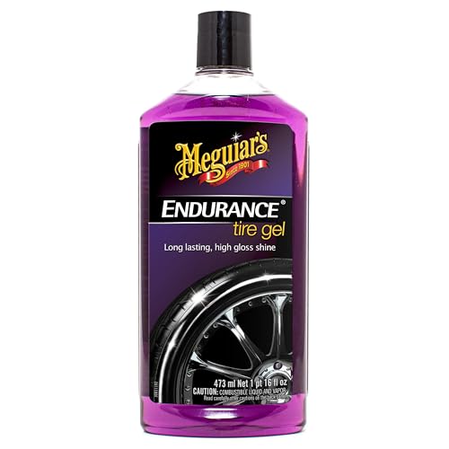 Meguiar's Endurance Long-Lasting High Gloss Black Premium Tyre Gel, 473 ml | Delivers a Rich High Gloss Shine with UV Protection and a No-Mess Gel Formula - G7516EU