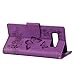 Samsung Galaxy Note 8 Case, ARSUE Shock Absorbing Premium Soft Flip Folio [Kickstand Feature] PU Leather Wallet Butterfly Flower Case with ID&Credit Card Pockets for Samsung Galaxy Note 8,Purple/Bling