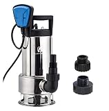FLUENTPOWER Stainless Longer Duration Submersible Water Removal Pump, with Voidable Float Switch Function, 3/4" Standard Garden Hose Connector Included, 1HP 4000 GPH for Clean and Dirty Water