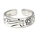Sterling Silver Hawaiian Plumeria Flower Ocean Wave Adjustable Toe Band Ring