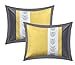 Chic Home Clayton 10 Piece Comforter Set Pintuck Pieced Block Embroidery Bed in a Bag with Sheet Set, Queen Grey Yellow