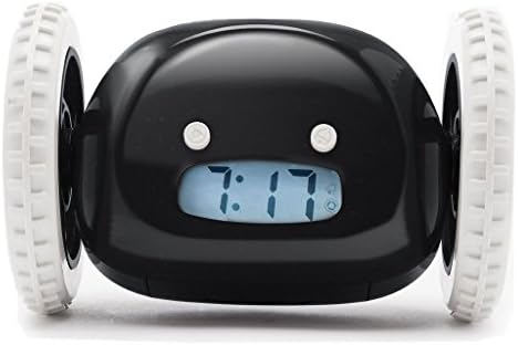 LCD Display Running Alarm Clock, Black Runaway Clock on Wheels for Heavy Sleepers, Funny &amp; Decorative (BLACK)
