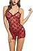 Avidlove Sexy Lingerie for Women Babydoll Sleepwear Lace Chemises Set Dark Red S